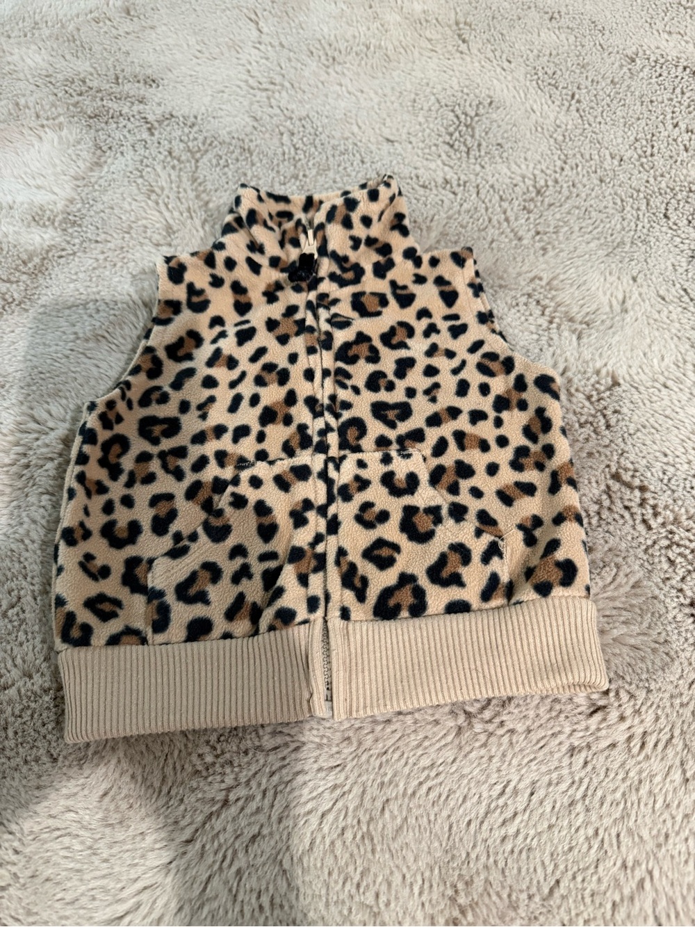Baby 3M Leopard Print Fleece Vest - Tan Black